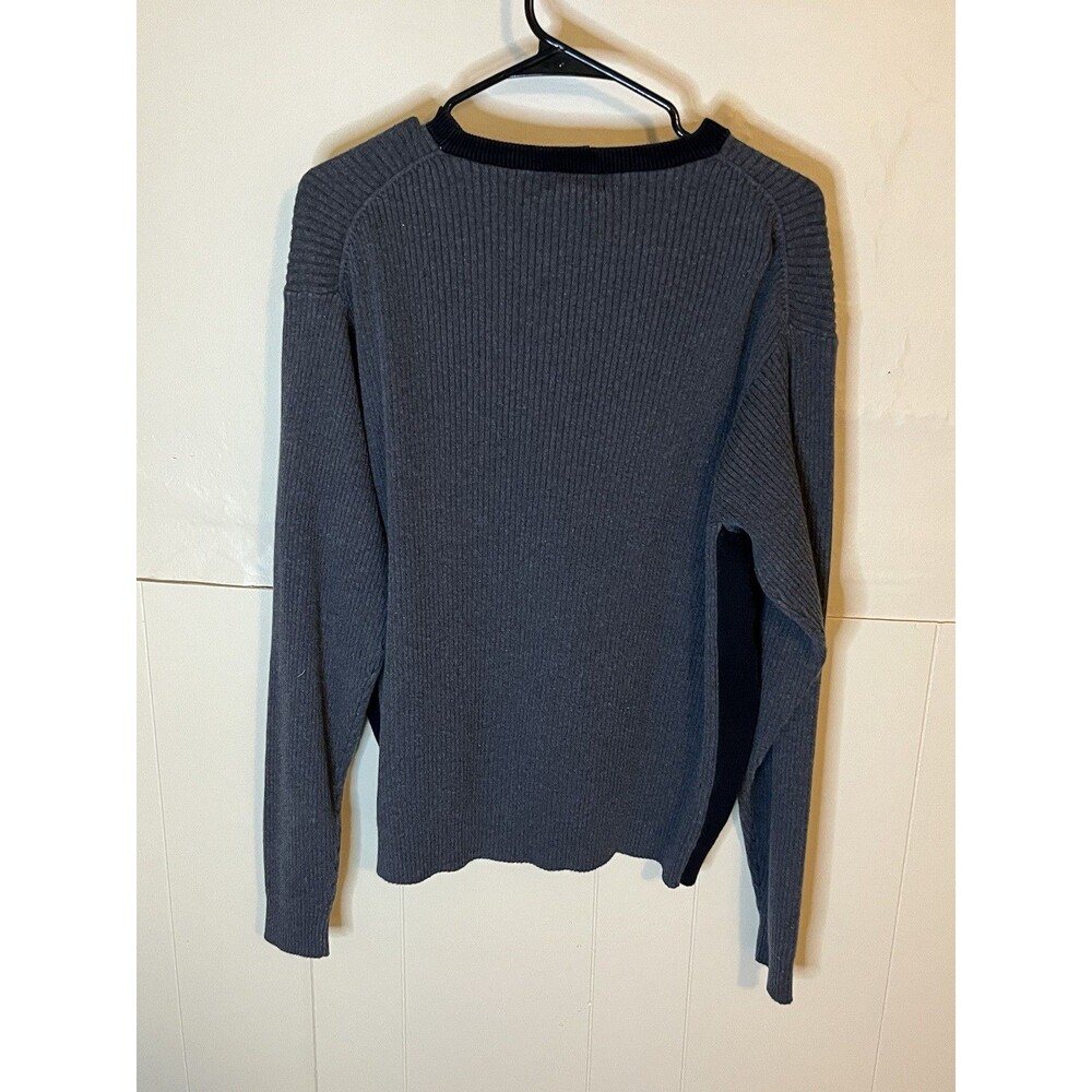 Dockers Mens XL Ribbed Knit Gray Black Long Sleeve Pullover Sweater 100% Cotton - Picture 4 of 4